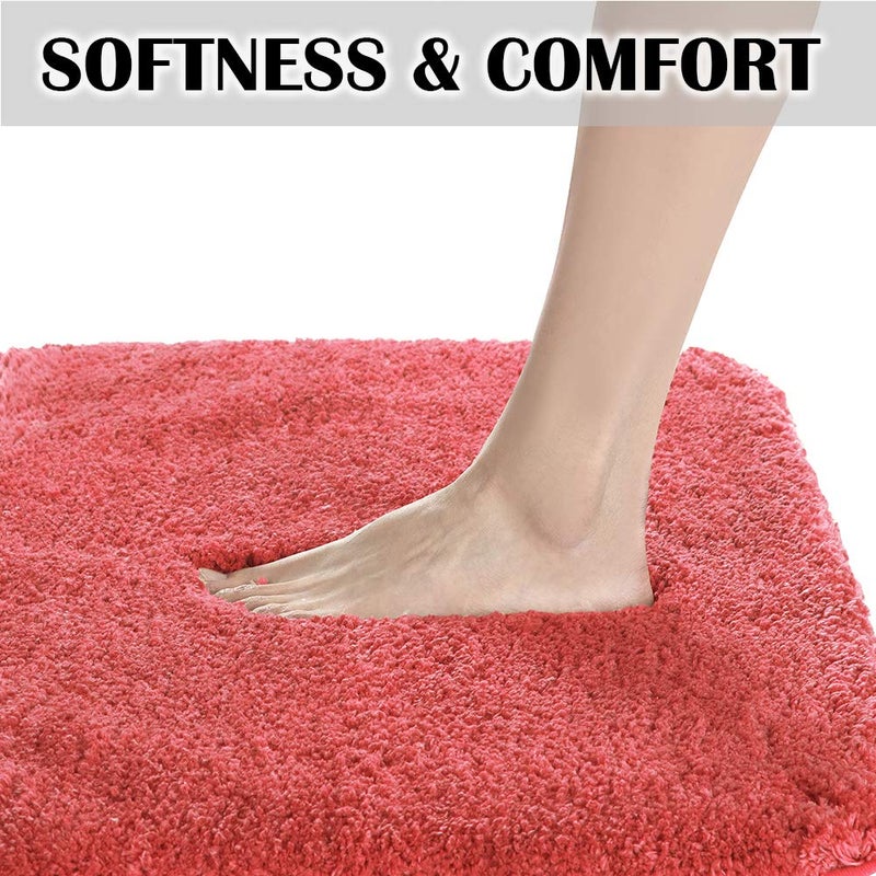 Suchtale Shaggy Bath Mat - Non Slip, Water Absorbent, Soft Microfiber, Machine Washable, Thick Plush (20 x 32 Living Coral) - Image 4